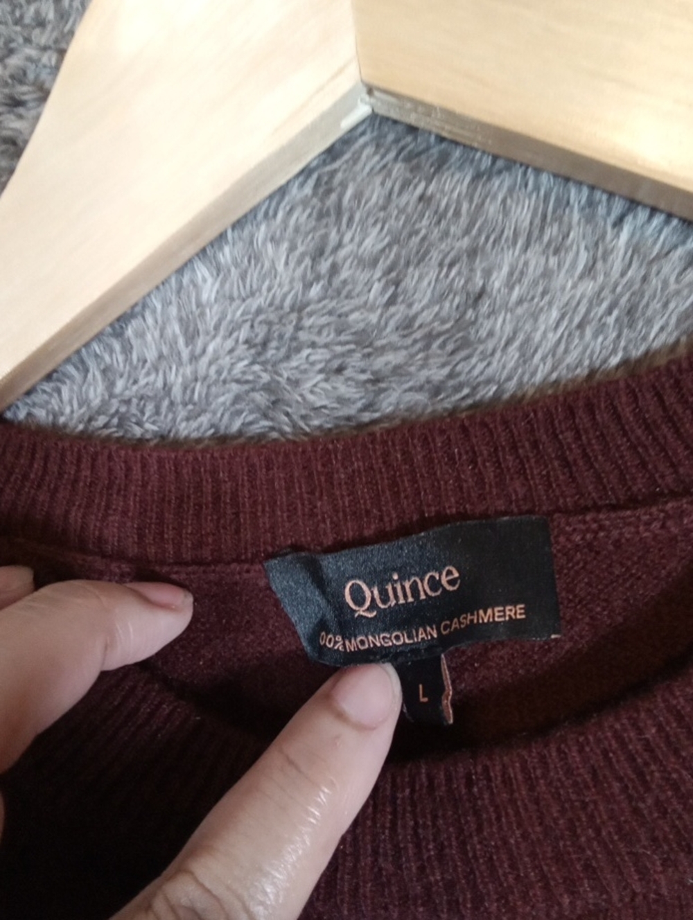 Quince Mongolian Cashmere Short Sleeve Burgundy Quiet Luxy Minimalist Sz LARGE View 3